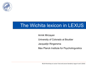 The Wichita lexicon in LEXUS - Max Planck Institute for