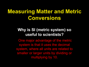 Measuring Matter and Metric Conversions