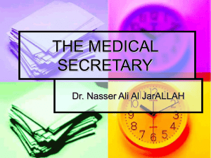 the medical secretary - Home - KSU Faculty Member websites