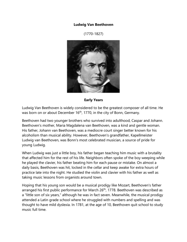 short biography about beethoven