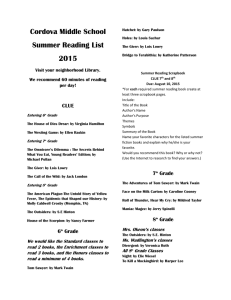 Cordova Middle School Summer Reading List 2015 Visit your