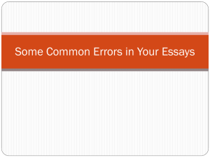 Some Common Errors in Your Essays