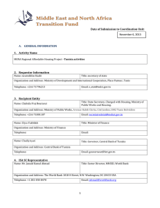 Regional Affordable Housing Project (Tunisia Activities)