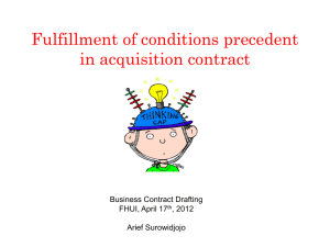 Fulfillment of conditions precedent in acquisition contract
