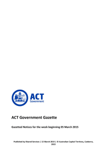 ACT Government Gazette 12 Mar 2015
