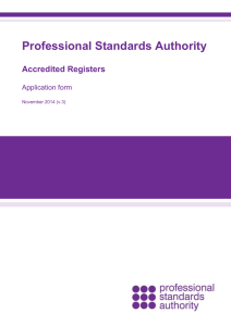 Application form - Professional Standards Authority