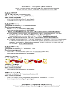 Health Science 1--Weekly Class syllabus 2012