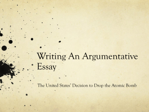Writing An Argumentative Essay