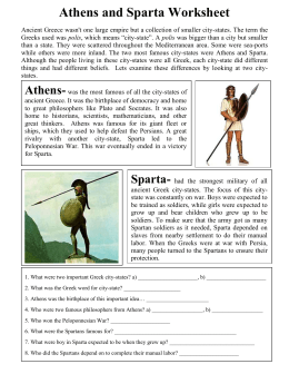 Athens and Sparta Worksheet