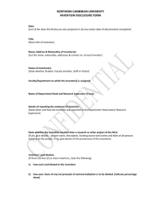 NORTHERN CARIBBEAN UNIVERSITY Invention Disclosure Form