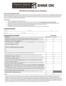 2014-2015 Household Resources Worksheet
