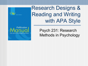 Reporting results: APA style - the Department of Psychology at
