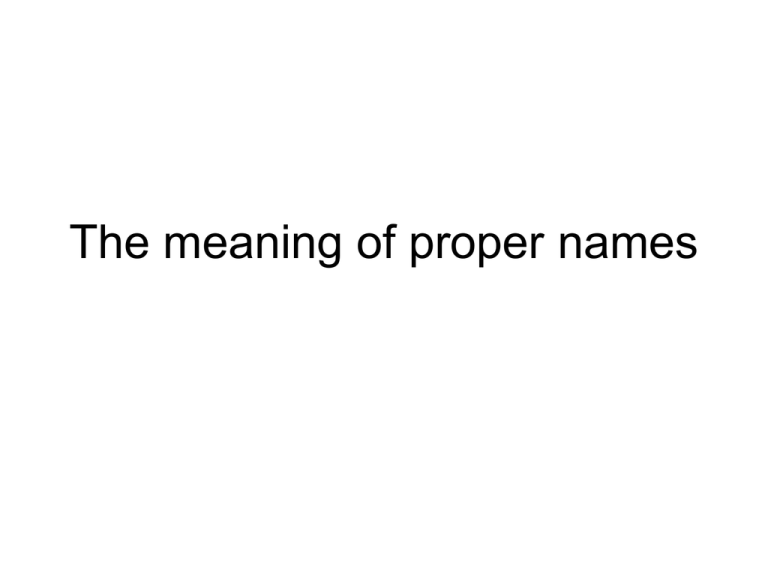 The Meaning Of Proper Names