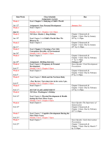 Date/Week Class Schedule Assignment, Lecture Due Week 1 Jan