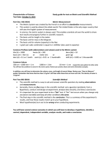 Characteristics of Science Study guide for test on Metric and