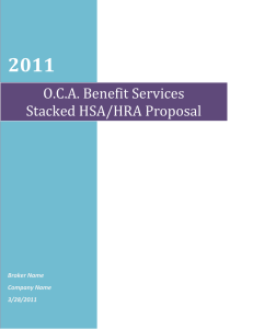 O.C.A. Benefit Services Stacked HSA/HRA Proposal