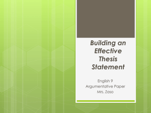 Building an Effective Thesis Statement