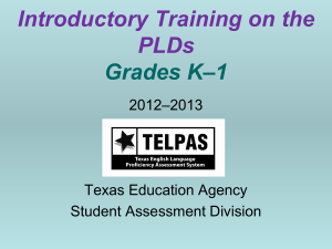 Introductory Training on the PLDs Grades K-1