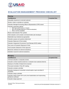 Evaluation Management Process Checklist