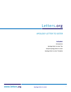 Apology letter to sister