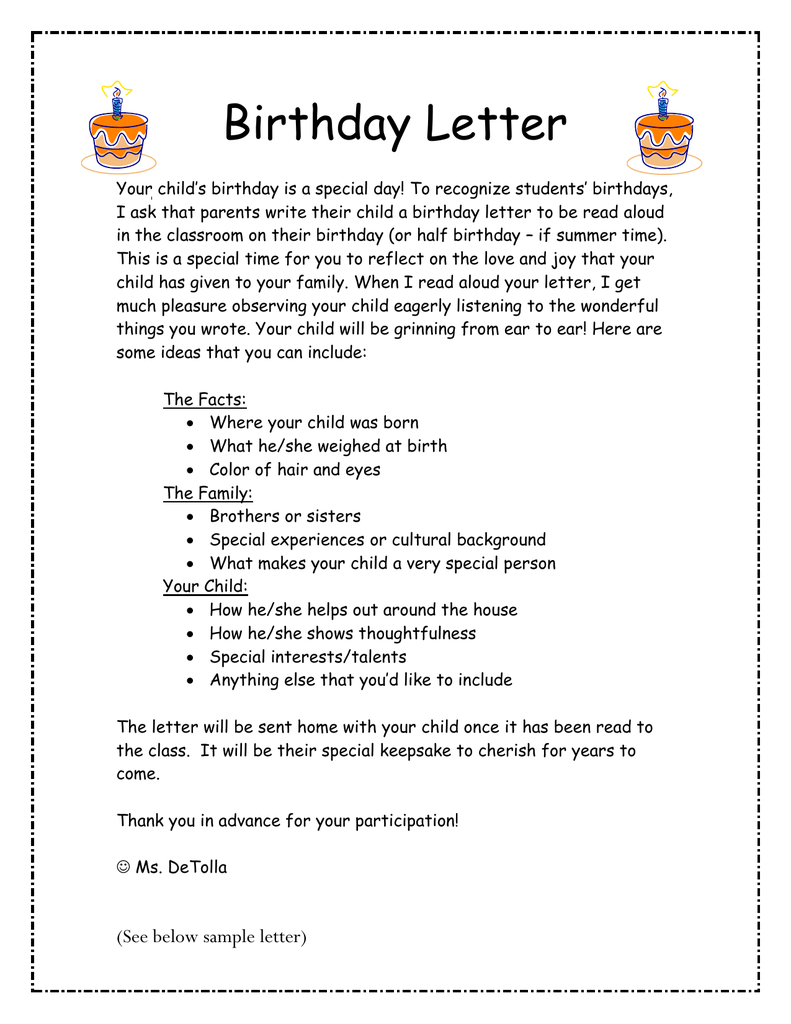 Birthday Letter Template