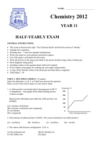 2012 Chemistry Half Yearly Exam