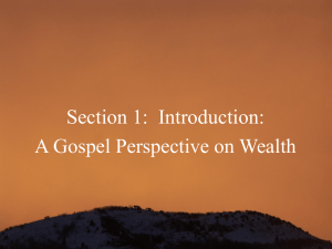 Introduction - A Gospel Perspective on Wealth