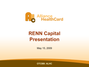 Alliance HealthCard - RENN Capital Group, Inc