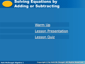 Solving One Step Equations Presentation