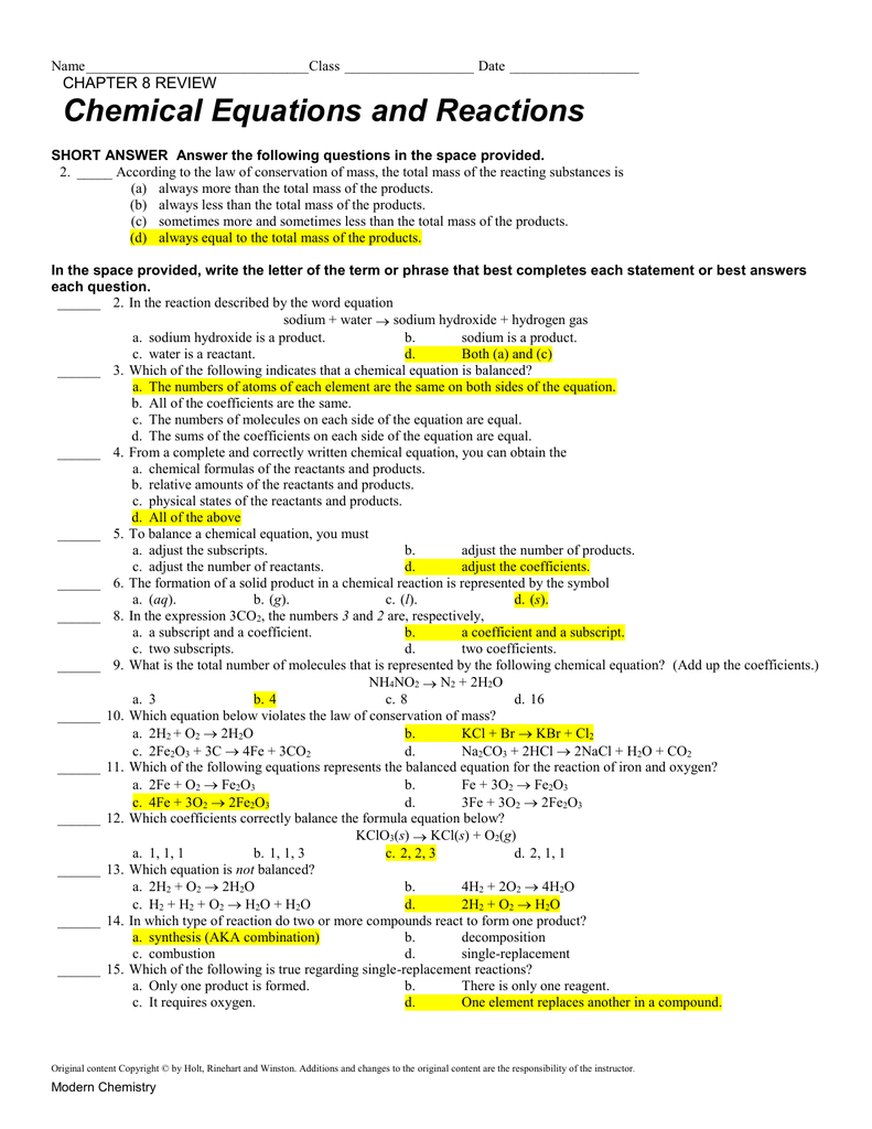 chemistry homework 2 quizlet