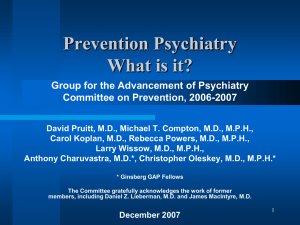Prevention Psychiatry—What is it?