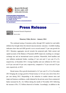 Monetary Policy Review, January 2014