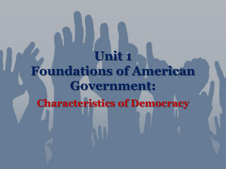 Unit 1 Foundations Of American Government 