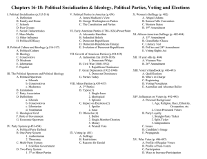 Chapters 16-18: Political Socialization & Ideology, Political Parties