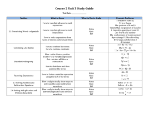 Course 2 Unit 3 Study Guide