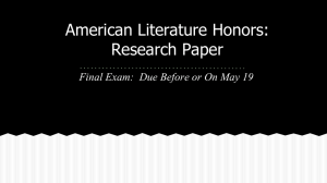 American Literature Honors: Research Paper