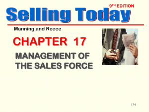 MANAGEMENT OF THE SALES FORCE Selling Today