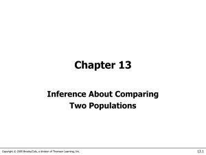 Chapter 13 - Inference About Comparing Two Populations