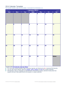 Blank 2014 Monthly Calendar