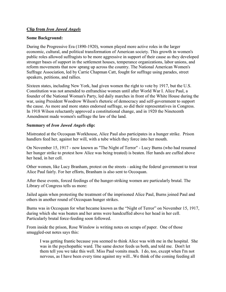 Iron Jawed Angels Summary Iron Jawed Angels Summary