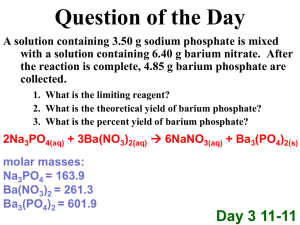 3. What is the percent yield of barium phosphate?