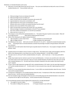 Worksheet on Standard Deviation and Zscores