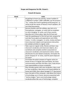 Scope and Sequence for Mr. Green's French III Course