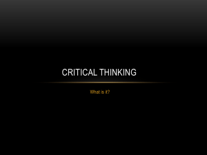 Critical thinking - College of the Canyons
