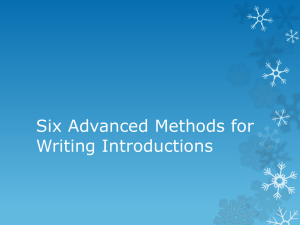 Six Advanced Methods for Writing Introductions