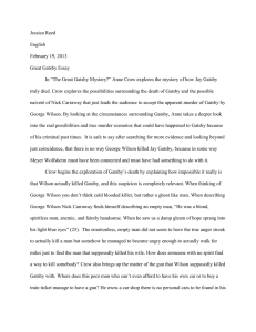 Jessica Reed English February 19, 2013 Great Gatsby Essay In