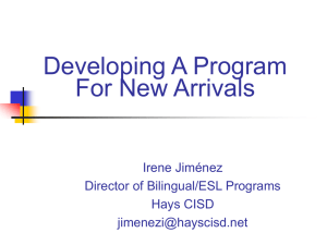 Developing a Program for New Arrivals