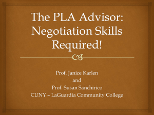 The PLA Advisor: negotiation skills required