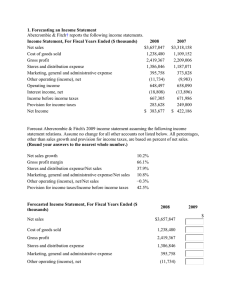 1. Forecasting an Income Statement Abercrombie & Fitch† reports