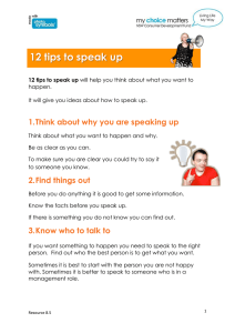 Tip Sheet – 12 tips to speak up
